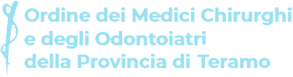 logo bianco dell'Ordine dei Medici Chirurghi e Odontoiatri della Provincia di Teramo